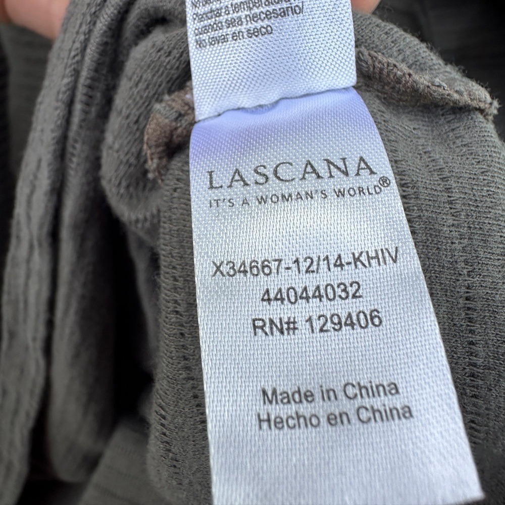 Lascana Women's Gray Textured Long Sleeve V-neck Shirt Size Large 12/14 - Picture 4 of 4